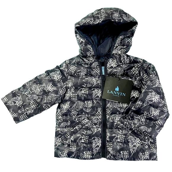 Lanvin Paris kids baby Puffer Jacket Fish print 6m designer Authentic NWT - Picture 1 of 9